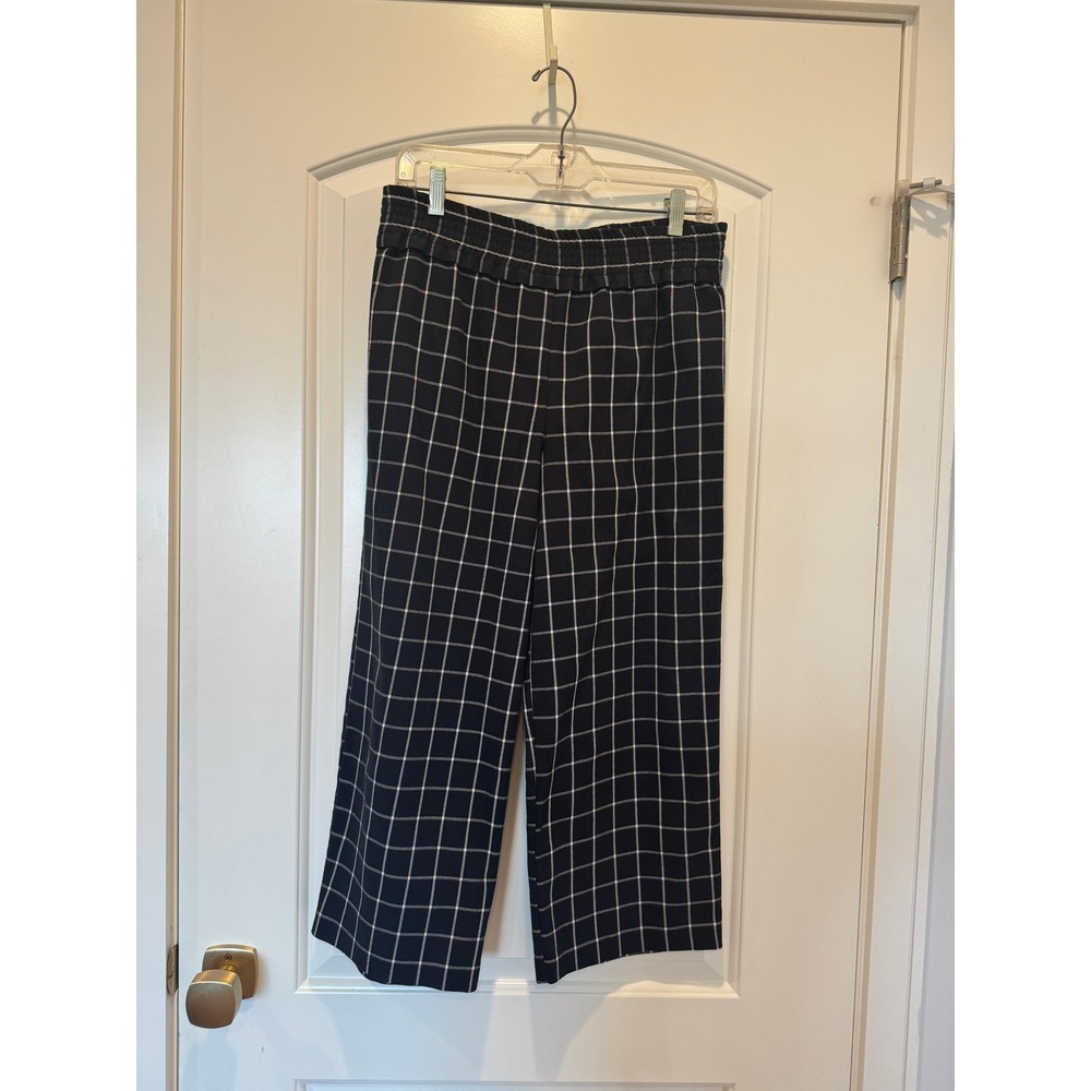 Topshop Windowpane Check Cropped Wide Leg Trousers Career Casual Size‎ US 4